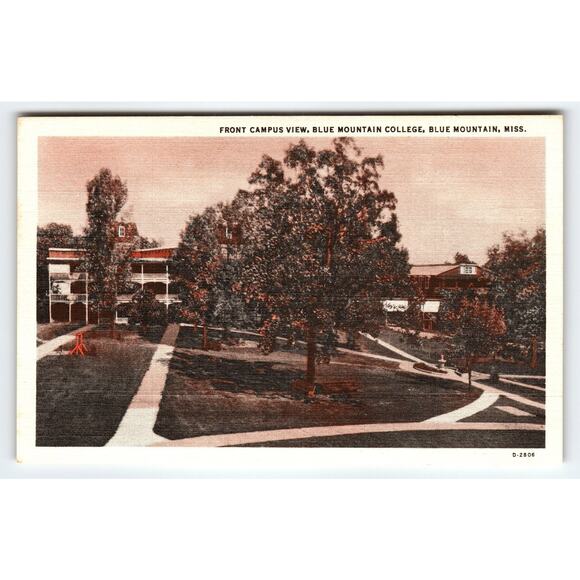 Vintage Linen Postcard Blue Mountain College Campus, Mississippi 1940s - Picture 1 of 2